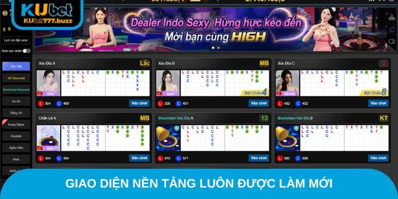 Giao diện nền tảng luôn được làm mới